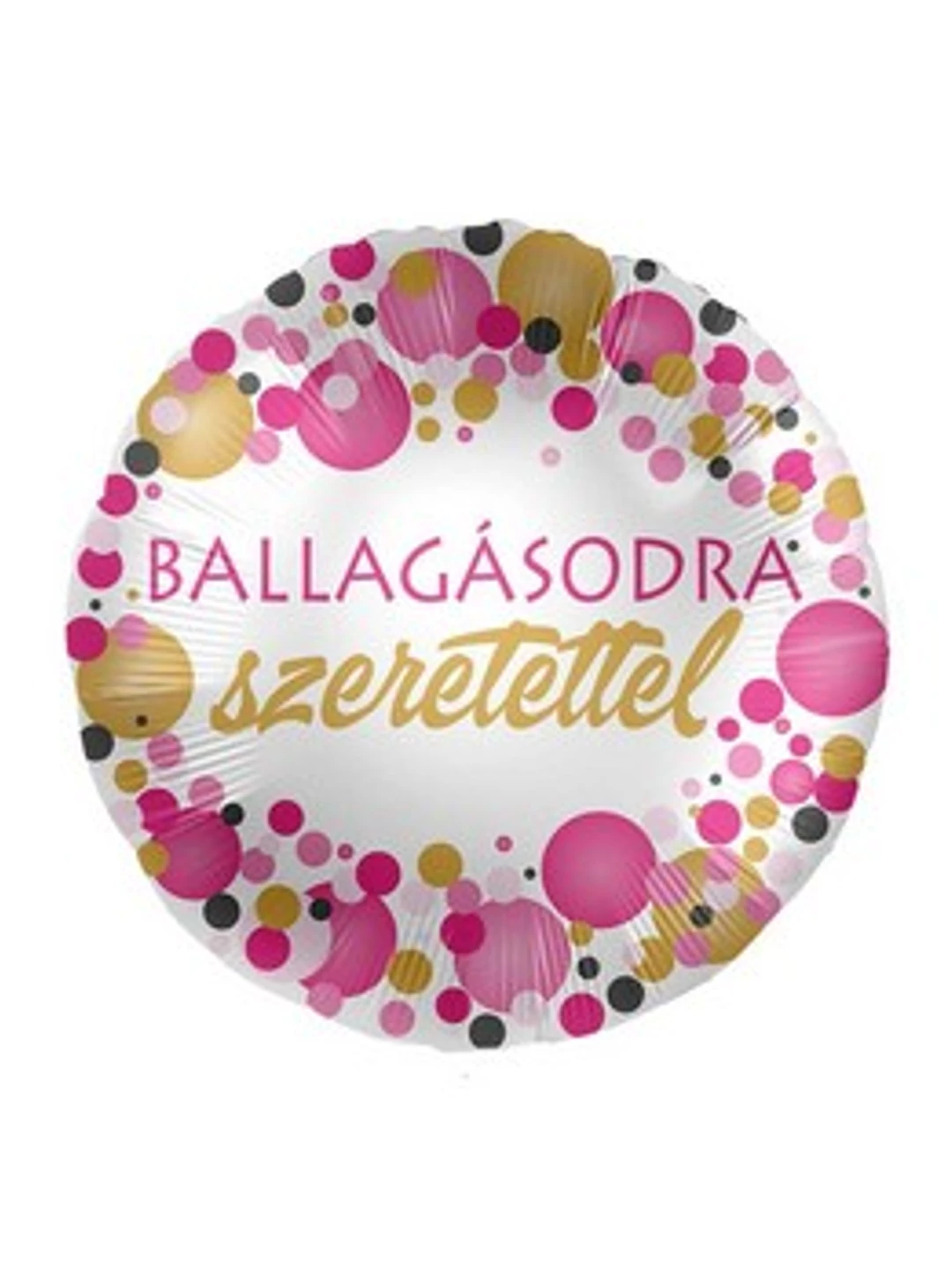 “Ballagásodra szerettel” rózsaszín konfettis lufi