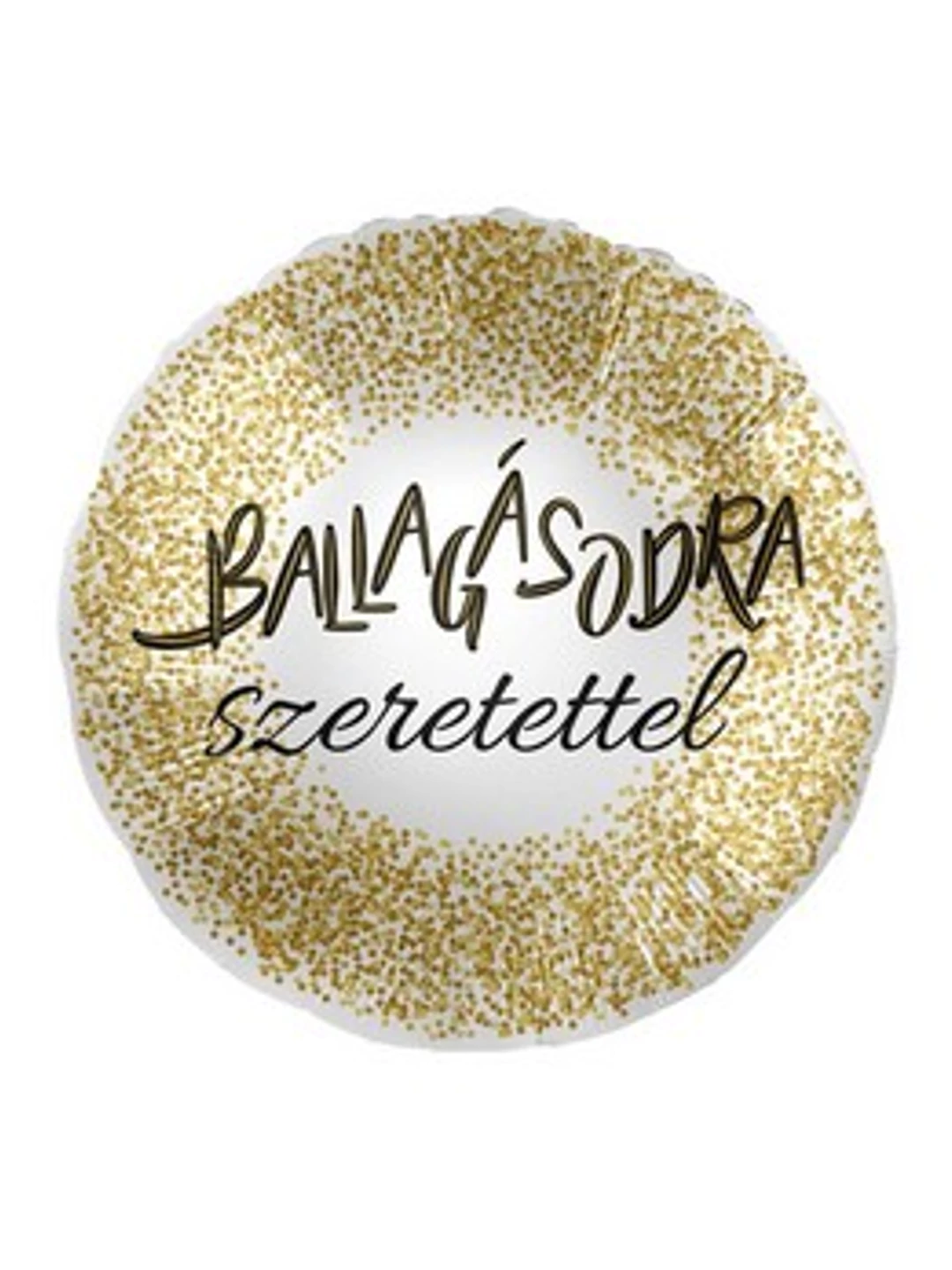 “Ballagásodra szeretettel” arany konfettis lufi